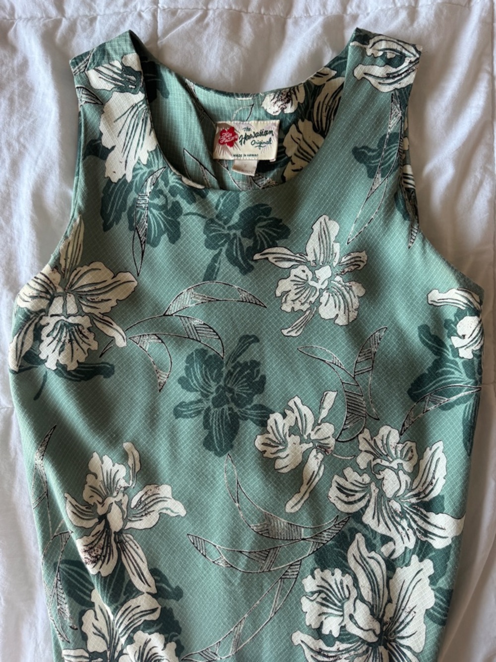 Vintage Hilo Hattie Hawaiian Floral Midi Dress Sage Green Small - Picture 5 of 8